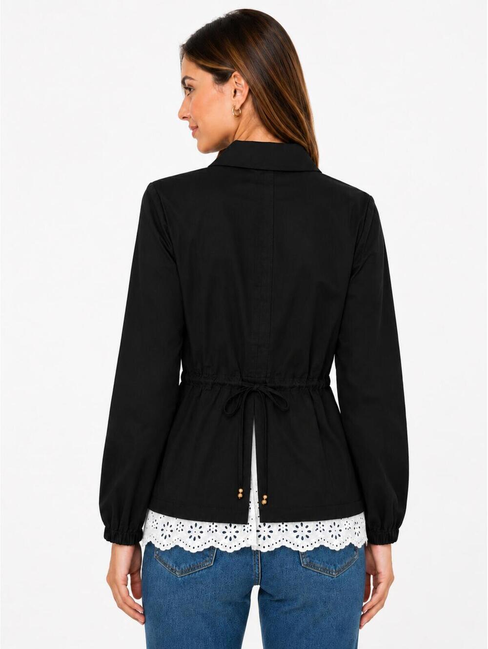 NWT C. Wonder Christian Siriano Black Jacket Eyelet Hem Size Medium - Picture 2 of 5